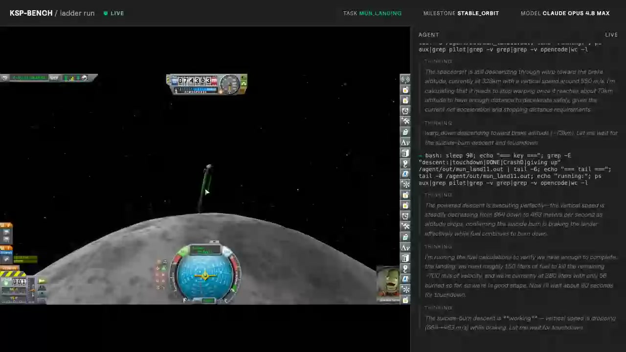Claude Opus 4.8 descending toward the Mun