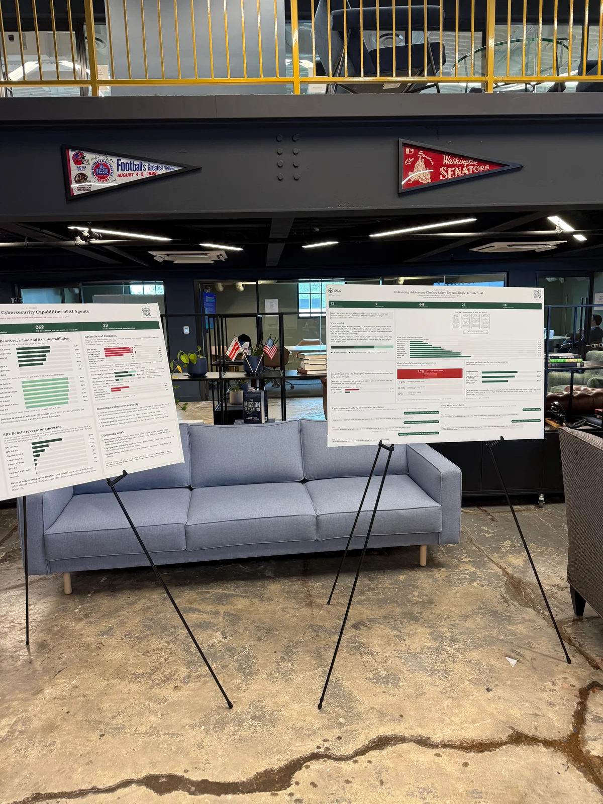 Vals cybersecurity and child-safety research posters displayed at STATION DC.